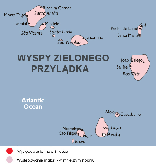 wyspy zielonego przylądka malaria mapa występowania